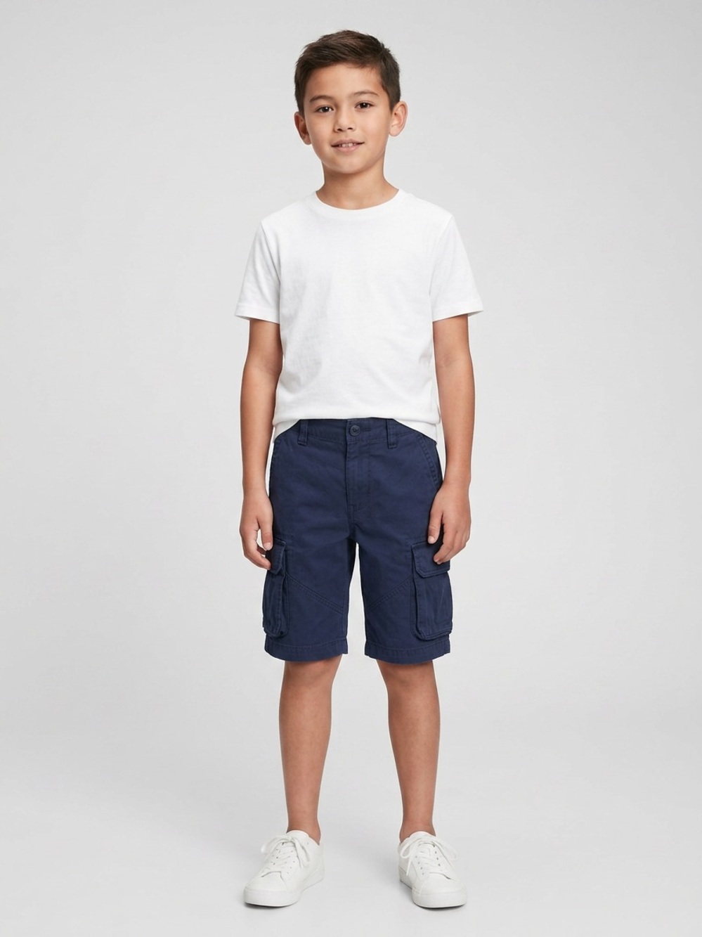 GAP Kids Boys Ranger Cargo Chino Shorts NEW Casual Cotton NAVY 8 Regular